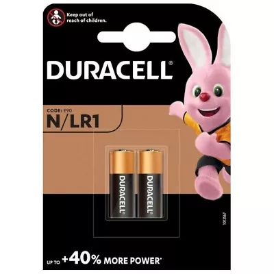 2 X Duracell LR1 Alkaline Batteries 1.5V - N MN9100 E90 AM5 KN GP910A Remote Fob • £3.69