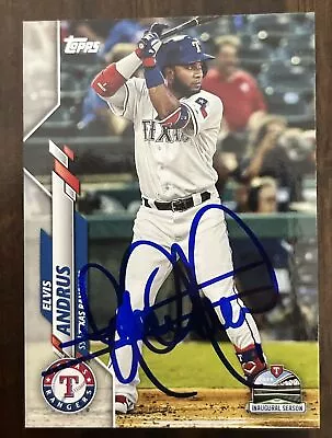 ELVIS ANDRUS SIGNED 2020 Topps Series 2 BASEBALL CARD #577 Texas Rangers AUTO • $39.99