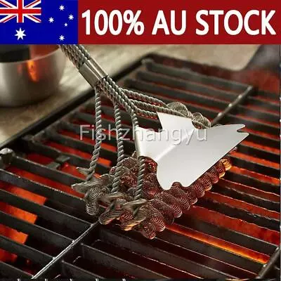 BBQ Grill Brush Scraper Scrubber Barbecue Cleaning Tool Stainless Steel Cleaner • $17.99