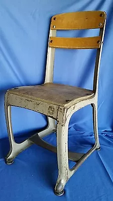 Vtg Child's Chair Industrial Steampunk Metal Age Kids Seat School Retro Envoy • $59