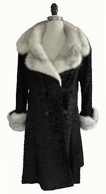 Cross MINK & Broadtail Fur Coat Retro Bolero Jacket Swakara Karakul Car Coat • $436.50