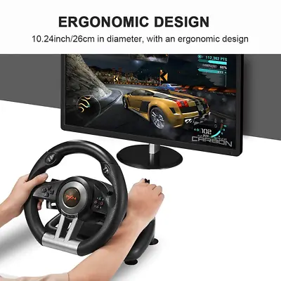 Racing Steering Wheel Gaming Car Driving Pedal For PS4 Xbox Nintendo Windows PC • $143.56