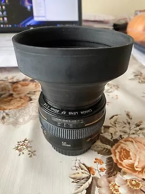 Canon EF 50mm F 1.4 USM Lens With End Caps UV Filter And Hood. Good Condition • £150