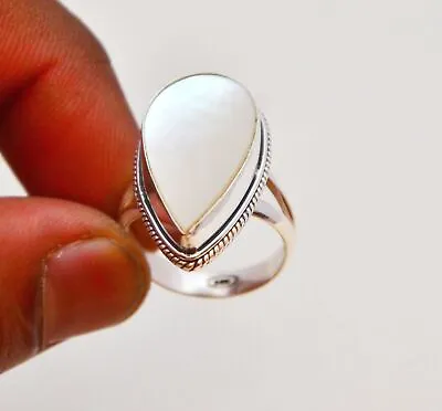 Mother Of Pearl 925 Sterling Silver Gemstone Handmade Ring BirthdayGift All Size • $19.67