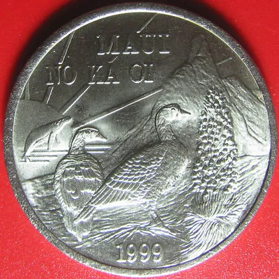 1999 HAWAII MAUI $1 TRADE DOLLAR NENE BIRDS GOOSE WHALE SUN MOUNTAIN (no Silver) • $13