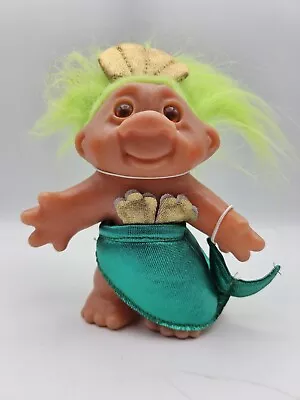 Norfin Troll Doll By Dam 5” Green Hair Amber Eyes 1986 Mermaid Vtg • $25