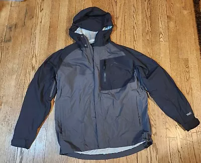 LL Bean Jacket Mens Large Gray Trail Model Rain Tek O2 Hooded Shell Full Zip • $10.99