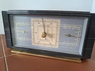 Vintage Art Deco Airguide Barometer Desktop Weather Station Thermometer Usa • $38