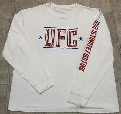 Vintage UFC T Shirt Rare White Long Sleeve Ultimate Fighting Distressed XL • $40