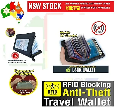 $9.95 • Buy RFID Lock Wallet Blocking Anti Scan Zipper Men Women Credit Card Holder PU Black