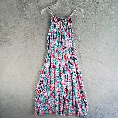 $27.99 • Buy FOREVER NEW Dress Womens 12 Blue Pink Floral Slip Long Sleeveless Formal Party