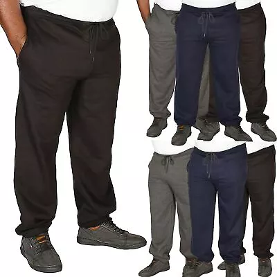 Mens Fleece Joggers Zip Pockets Big Size Elastic Hem Pants Bottoms 3XL 4XL 5XL • £9.99