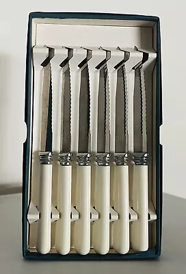 Vintage SHEFFIELD England Stainless Steel Bone Handled Knife Set BNIB • $49.99