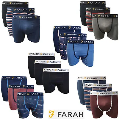 Farah Boxers 3 Pack Mens Underwear Cotton Boxer Shorts Trunks Elasticated Soft • £15.95