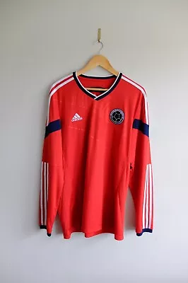 Colombia Adidas Away Football Shirt Red 2014-15 L/sleeve Shirt XL World Cup Rare • £40