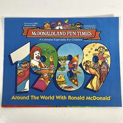 McDonald's McDonaldland Fun Times Vintage December 1988 January 1989 Calendar • $4.99