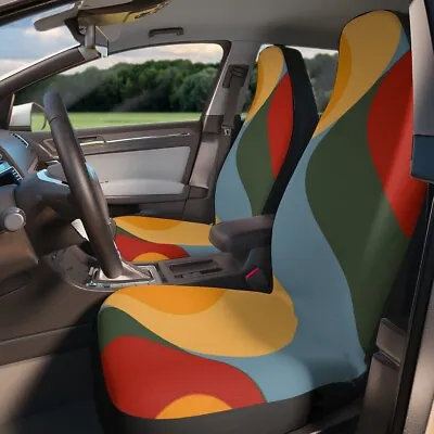 Abstract Hippie Car Seat Covers Vintage Inspired Retro Mod Decor Vehicle Van  • $67.99