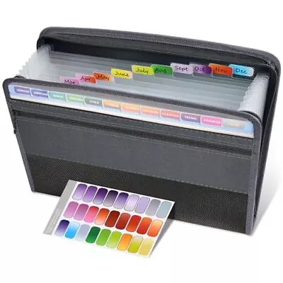 Sooez Accordion File Organizer With Safe Zipper 12 Pocket Expanding File Fol... • $15.31