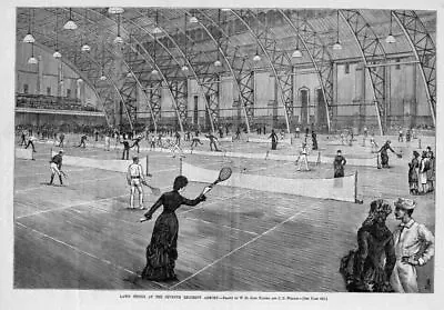 Tennis Practice New York Seventh Regiment Armory Racket Net Indoor Lawn Tennis • $65