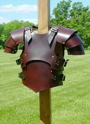 Halloween Brown Leather Breastplate Armor & ArmBracers Medieval Viking Armor • $149.59