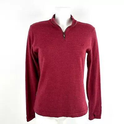 Icebreaker Quarter Zip Sweater Burgundy Red UK 10 Sport 320 Pure Merino Wool  • £49.99