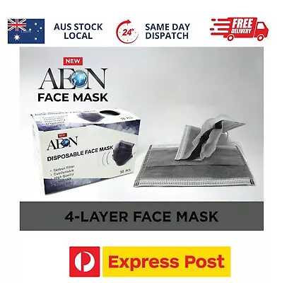 AEON Disposable Protective Face Mask 4 Layers With Carbon Filter 50 Pcs • $23.95