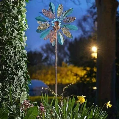 Mistral Garden Wind Spinner Solar Powered Light Up LED Colour Changing Globe • £29.98