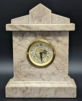 Antique Mercedes Germany Mechanical Key-Wind Gray Marble Mantel Desk Clock Works • $148