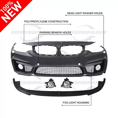 For BMW  F32 14-19 428I 430I 435I 440I M4 Style Front Bumper Cover W/ Fog W/PDC • $471.19