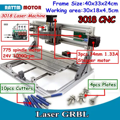 3 Axis Mini 3018 GRBL Control CNC Engraving Machine PVC PCB Wood Milling Router • $136
