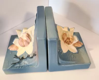 Magnolia Roseville Pottery Bookends Blue USA 13 1943 Lovely • $69.95