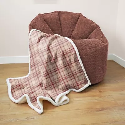 Sherpa Fleece Tartan Print Blanket | Adults & Kids | Machine Wash | 140x170cm • £49.99