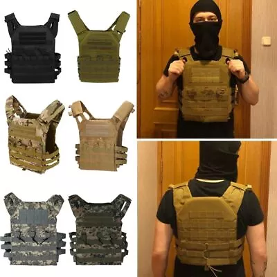 Adjustable Body Armor Waterproof Hunting Vest Outdoor JPC Molle Plate Carrier • $44.72