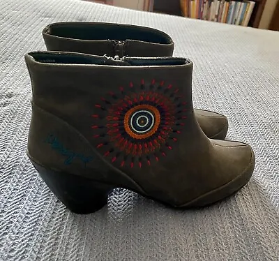 £38.29 • Buy Desigual Ankle Boots Booties Sz 38 US 8  Embroidered Leather Great