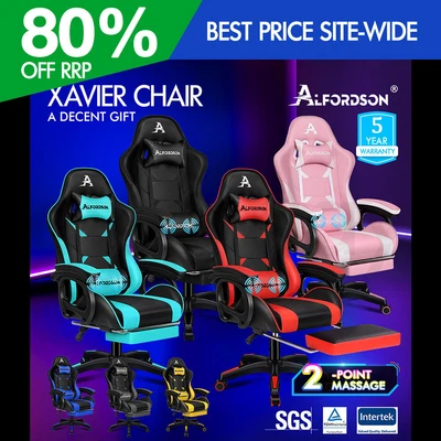 $139.95 • Buy ALFORDSON Gaming Office Chair Racing Massage Leather Computer Seat Footrest