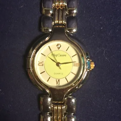 OLEG CASSINI Vintage Classic Watch Silver & Gold Tone Band Circa 1996 • $99.99