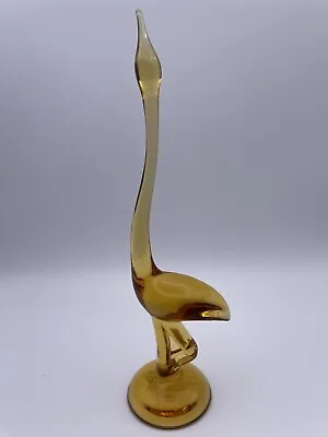 Vintage Viking Amber Long Neck Heron Egret  Crane Glass Bird Figurine MCM Retro • $69.99