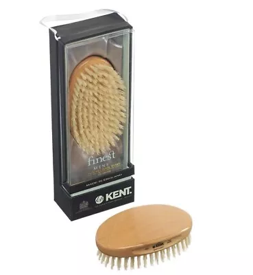 Kent Mens Finest Beechwood Pure White Bristle Oval Brush Military Style MG3 • £25.17