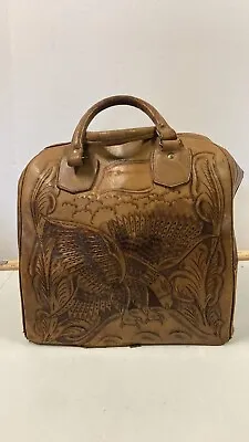 Vintage Tooled Leather Large Bag~Flowers / Birds~Mexico Used Or For Display!! • $25.50