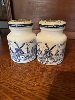 Vintage Delfts Blue Holland Condiment Jars  • $50