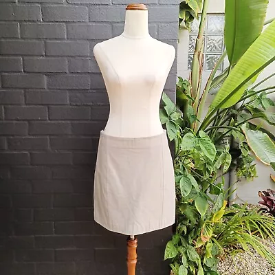 Kookai Sz 38 AU 10 Taupe Beige 100% Natural Leather A-Line Casual Mini Skirt • $54.95