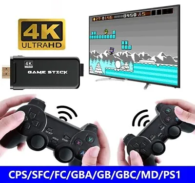 4K Retro Game Console Plug&Play 3535+ Video Game Stick +2x Wireless Controllers • £17.99