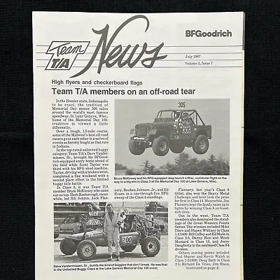 Original VINTAGE 1987 BFGOODRICH TEAM TA PERFORMANCE NEWSLETTER Racing TIRES • $25