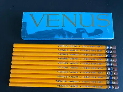 VENUS VELVET Blue Band Pencils 3557 No.2 2/3 Firm Colloidal Lead 10 In Vtg Box • $14.99