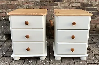 Lovely Shabby Chic Pine Pair Bedside Drawers • £120