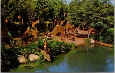 Vintage 1950s DISNEYLAND Anaheim Postcard  PEACEFUL INDIAN VILLAGE  #C-8 Unused • $5.62