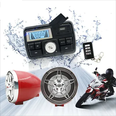 Waterproof Bluetooth Motorcycle Audio Radio Amplifier Stereo Speakers System MP3 • £41.99