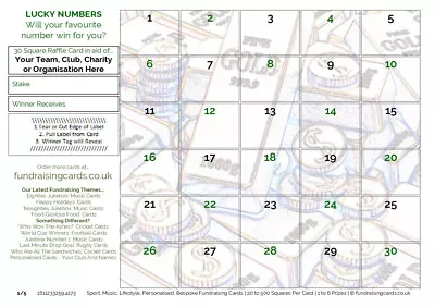 Fundraising Cards Lucky Numbers 10 Pack A5 Charity Scratch Raffle Ticket Draw • £4.01