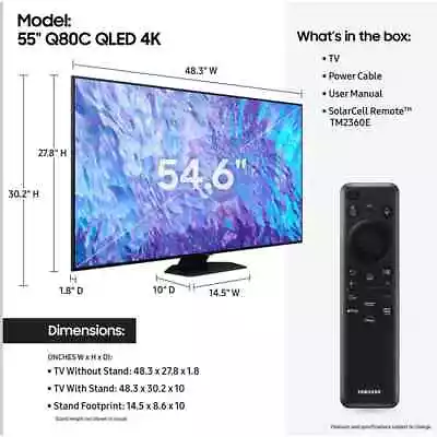 Samsung Q80C (QN55Q80CAFXZA) 55'' 4K UHD HDR QLED Smart TV • $499.99