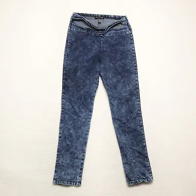 Milkyway Women's Size L Blue Pull On Elastic Waist Acid Wash Stretch Jeggings • $12.45